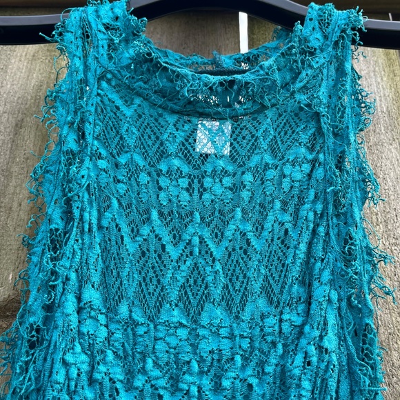RARE Nightcap Clothing x Free People Teal Lace Maxi Dress Sz 2 | Boho Festival - Picture 3 of 14